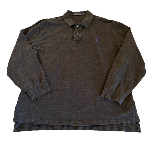 Polo Ralph Lauren Men's Charcoal Gray Long Sleeve 100% Cotton Polo Shirt Size XL - Picture 4 of 10